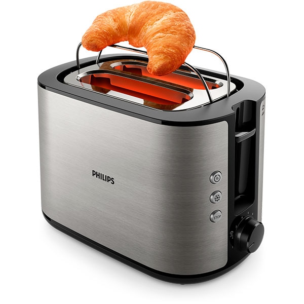 Prajitor de paine PHILIPS Viva Collection HD2650/90, 2 felii, 950W, argintiu-negru