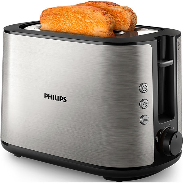 Prajitor de paine PHILIPS Viva Collection HD2650/90, 2 felii, 950W, argintiu-negru