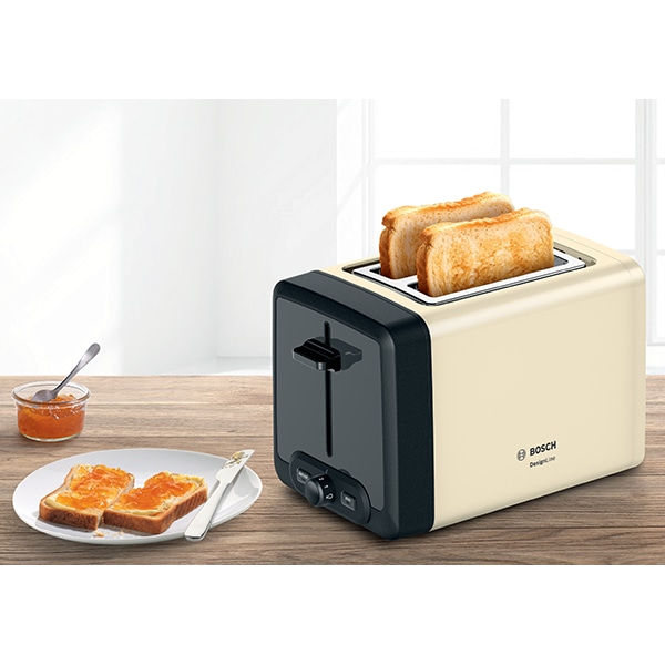 Prajitor de paine BOSCH DesignLine TAT4P427, 2 felii, 970W, bej-negru