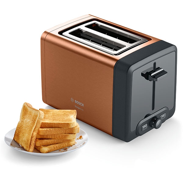 Prajitor de paine BOSCH DesignLine TAT4P429, 2 felii, 970W, cupru-negru