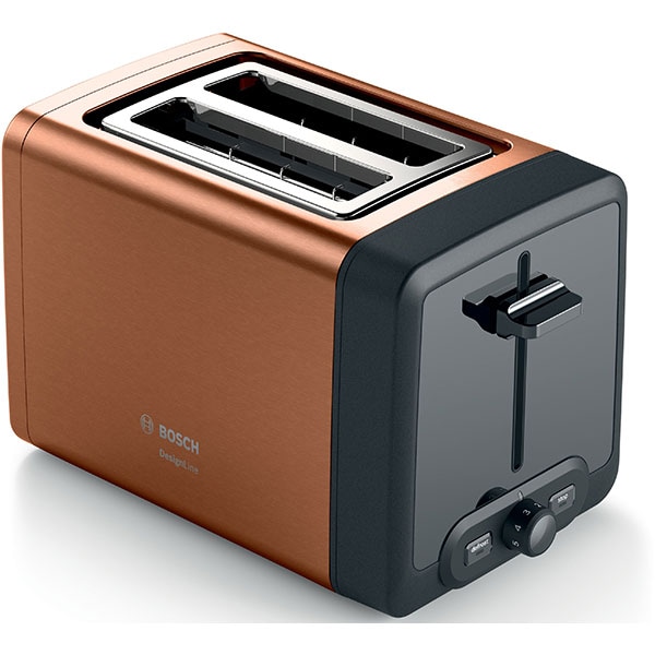 Prajitor de paine BOSCH DesignLine TAT4P429, 2 felii, 970W, cupru-negru