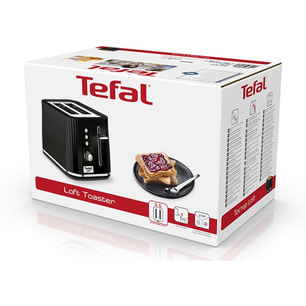 Prajitor de paine TEFAL Loft TT761838, 2 felii, 850W, negru-argintiu