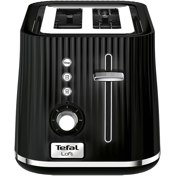 Prajitor de paine TEFAL Loft TT761838, 2 felii, 850W, negru-argintiu