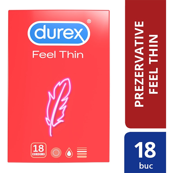 Prezervative DUREX Feel Thin, fara aroma, 18buc