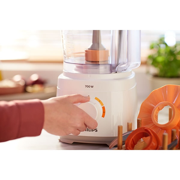 Robot de bucatarie PHILIPS HR7310/00, vas 2.1l, 700W, 2 trepte viteza, alb
