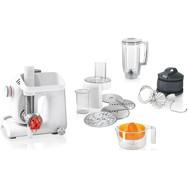Robot de bucatarie BOSCH MUM58259, vas 3.9l, blender 1.25l, 1000W, 7 trepte viteza, alb-argintiu
