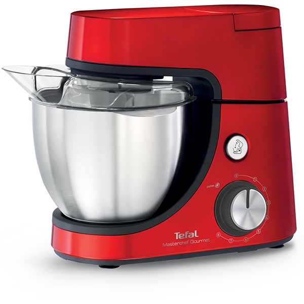 Robot de bucatarie TEFAL MasterChef Gourmet QB516G38, vas 4.6l, blender 1.5l, 1100W, 8 trepte viteza, rosu-argintiu 