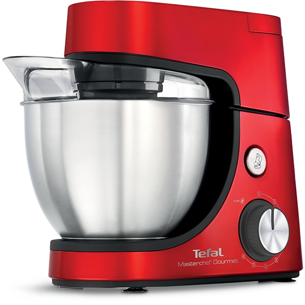 Robot de bucatarie TEFAL MasterChef Gourmet QB516G38, vas 4.6l, blender 1.5l, 1100W, 8 trepte viteza, rosu-argintiu 