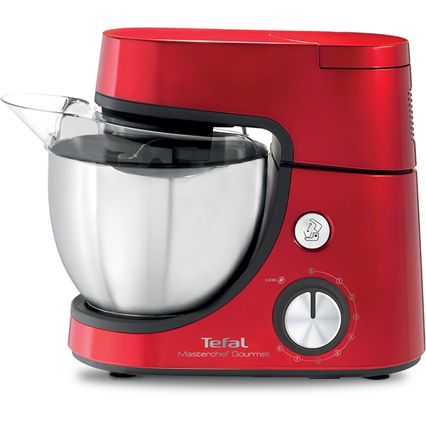 Robot de bucatarie TEFAL MasterChef Gourmet QB516G38, vas 4.6l, blender 1.5l, 1100W, 8 trepte viteza, rosu-argintiu 