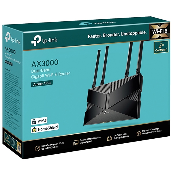 Router Wireless Gigabit TP-LINK Archer AX53 AX3000, Wi-Fi 6, Dual