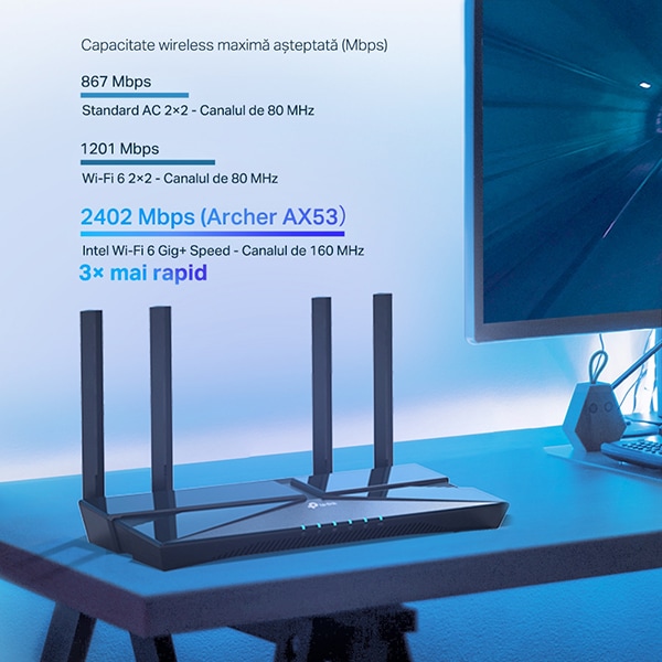 Router Wireless Gigabit TP-LINK Archer AX53 AX3000, Wi-Fi 6, Dual