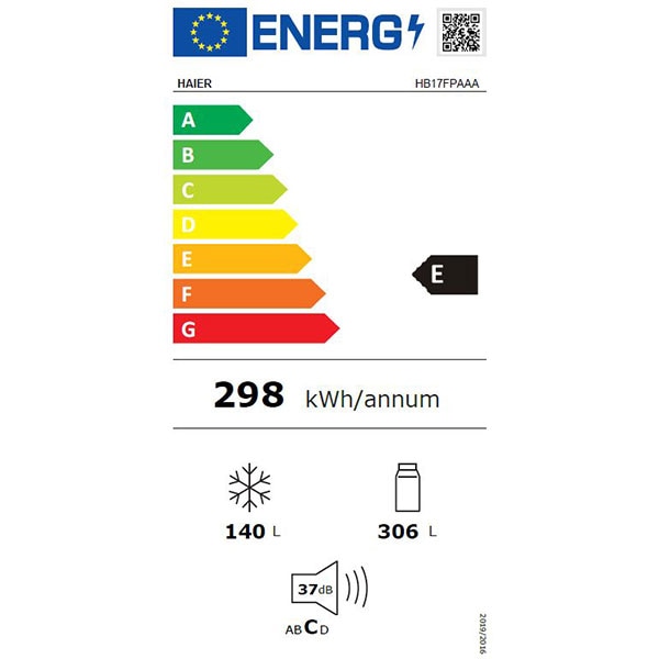 Side By Side HAIER HB17FPAAA, No Frost, 446 l, H 190 cm, Clasa E, inox