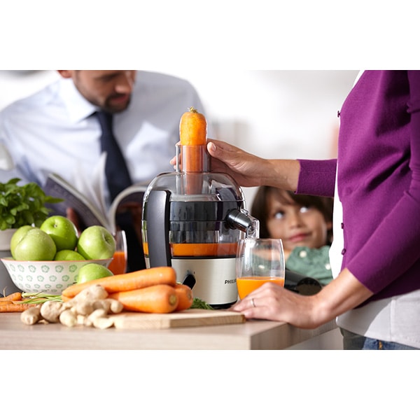 Storcator fructe si legume PHILIPS Viva Collection HR1832/00, 0.5l, 400W, 1 treapta viteza, negru-argintiu