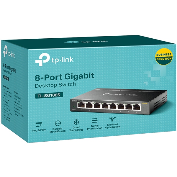 Switch TP-LINK TL-SG108S, 8 porturi Gigabit, negru