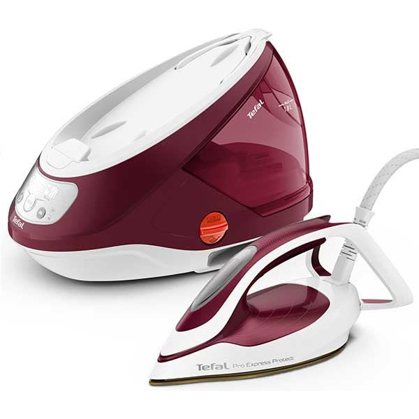 Statie de calcat TEFAL Pro Express Protect GV9220E0, 2600W, 540g/min, 1.8l, talpa Durilium AirGlide, alb-rosu