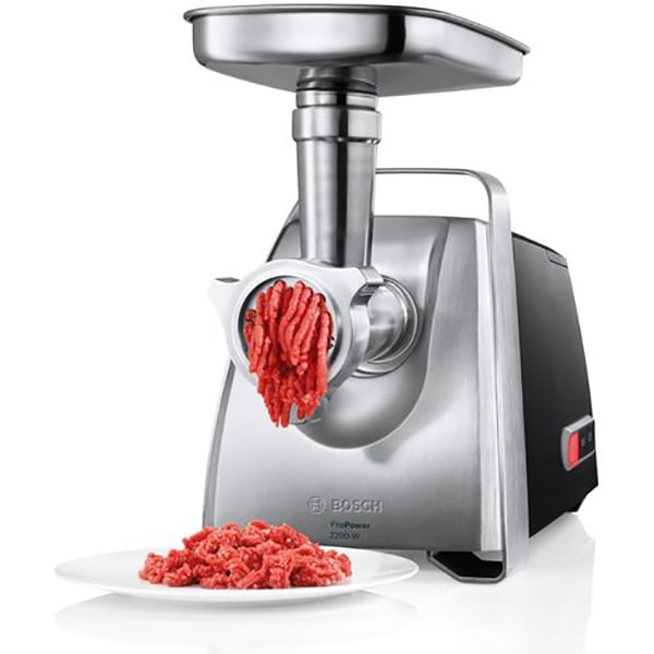 Masina de tocat carne BOSCH ProPower MFW68660, 4.3kg/min, 2200W, accesoriu carnati/suc de rosii/kebbe, argintiu-negru