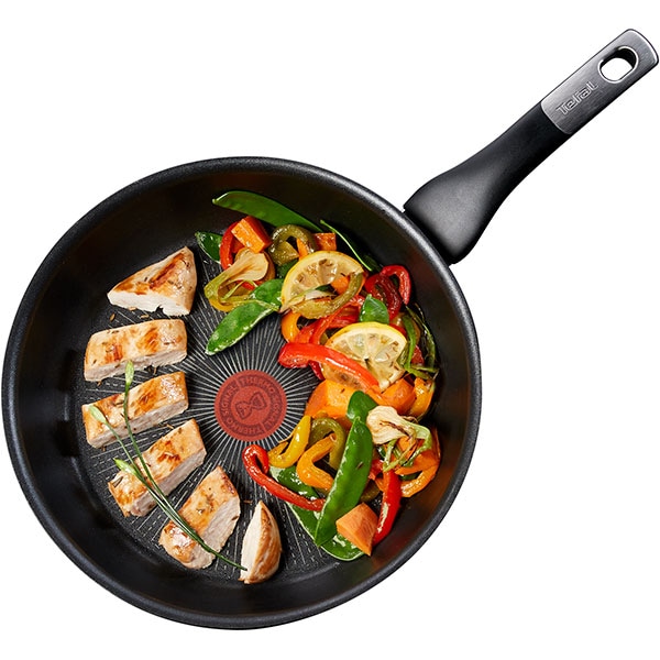 Tigaie TEFAL Unlimited G2550772, 30cm, aluminiu, invelis antiaderent, Thermo Signal, negru