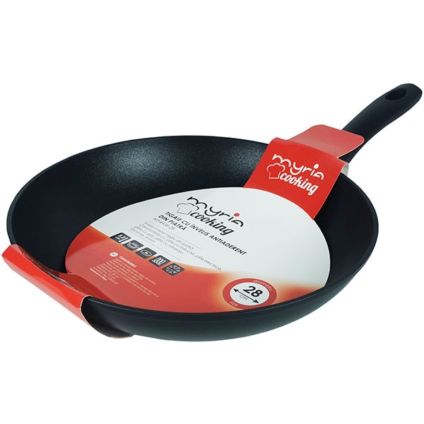 Tigaie MYRIA MY4438-28, 28cm, aliaj aluminiu, negru