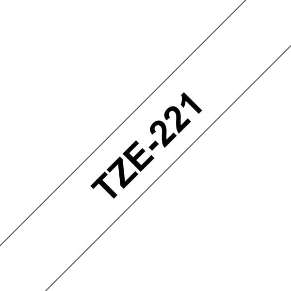 Banda etichete BROTHER TZe-221, 9 mm, 8 m, Negru pe Alb