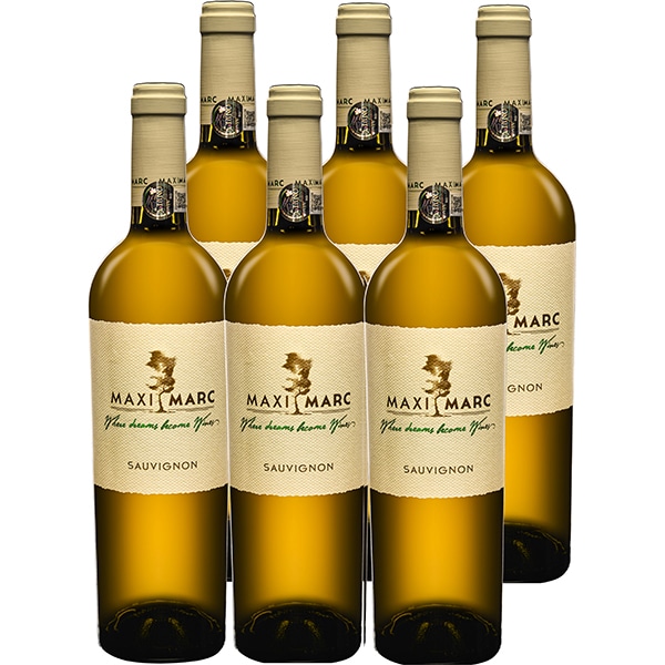 Vin alb sec Crama Maximarc Sauvignon Blanc, 0.75L, bax 6 sticle