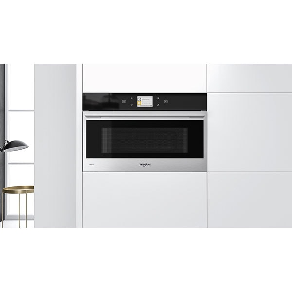 Cuptor cu microunde incorporabil WHIRLPOOL W9 MD260 IXL, 6th Sense, 31l, 1000W, Grill, negru-inox