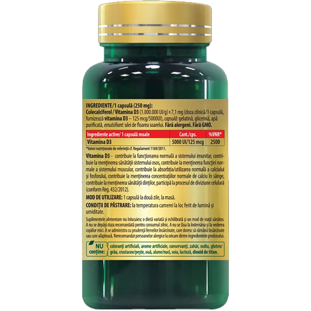 Supliment Vitamina D3 5000 UI, 30 capsule, COSMO PHARM
