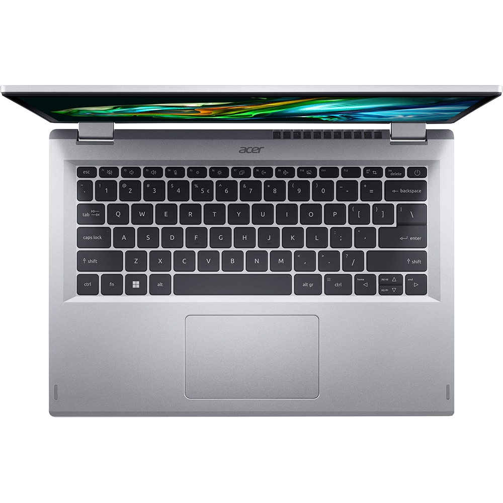 Laptop 2 in 1 ACER Aspire 3 Spin 14 A3SP14-31PT-336C, Intel Core i3-N305 pana la 3.8GHz, 14" WUXGA Touch, 8GB, SSD 512GB, Intel UHD Graphics, Windows 11 Home, Pure Silver