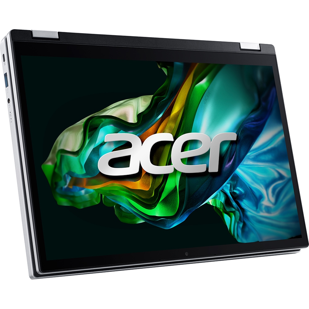 Laptop 2 in 1 ACER Aspire 3 Spin 14 A3SP14-31PT-336C, Intel Core i3-N305 pana la 3.8GHz, 14" WUXGA Touch, 8GB, SSD 512GB, Intel UHD Graphics, Windows 11 Home, Pure Silver