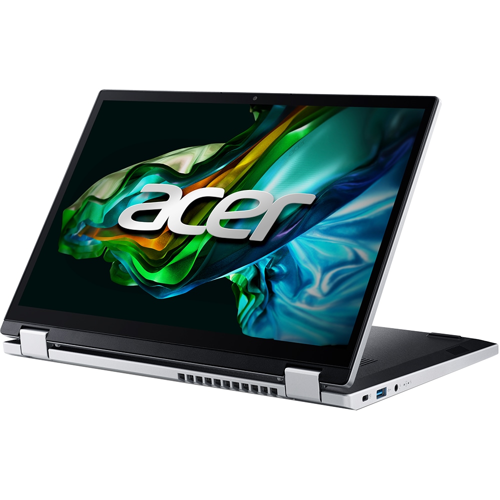 Laptop 2 in 1 ACER Aspire 3 Spin 14 A3SP14-31PT-336C, Intel Core i3-N305 pana la 3.8GHz, 14" WUXGA Touch, 8GB, SSD 512GB, Intel UHD Graphics, Windows 11 Home, Pure Silver