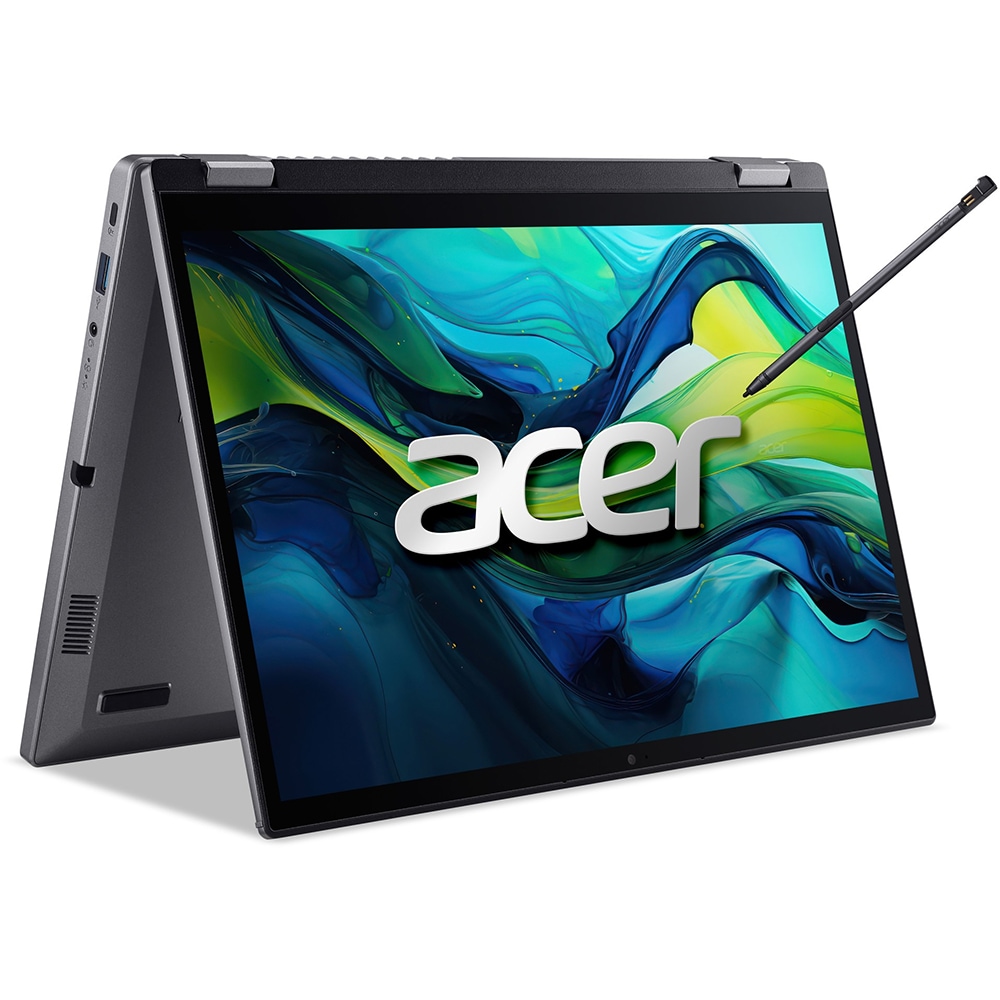 Laptop 2 in 1 ACER Aspire Spin 14 ASP14-51MTN-549F, Intel Core 5 120U pana la 5GHz, 14" WUXGA Touch, 16GB, SSD 512GB, Intel Graphics, Free DOS, Steel Gray