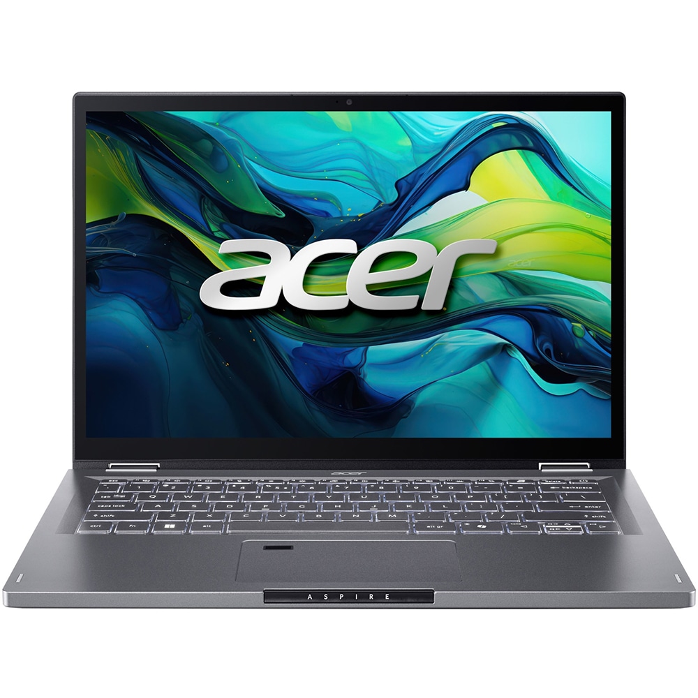 Laptop 2 in 1 ACER Aspire Spin 14 ASP14-51MTN-549F, Intel Core 5 120U pana la 5GHz, 14" WUXGA Touch, 16GB, SSD 512GB, Intel Graphics, Free DOS, Steel Gray