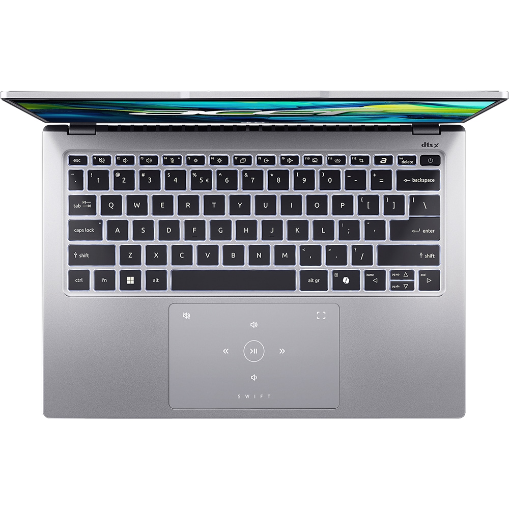 Laptop ACER Swift Go 14 SFG14-73T-71DX, Intel Core Ultra 7 155H pana la 4.8GHz, 14" WUXGA, 16GB, SSD 512GB, Intel Arc graphics, Windows 11 Home, argintiu