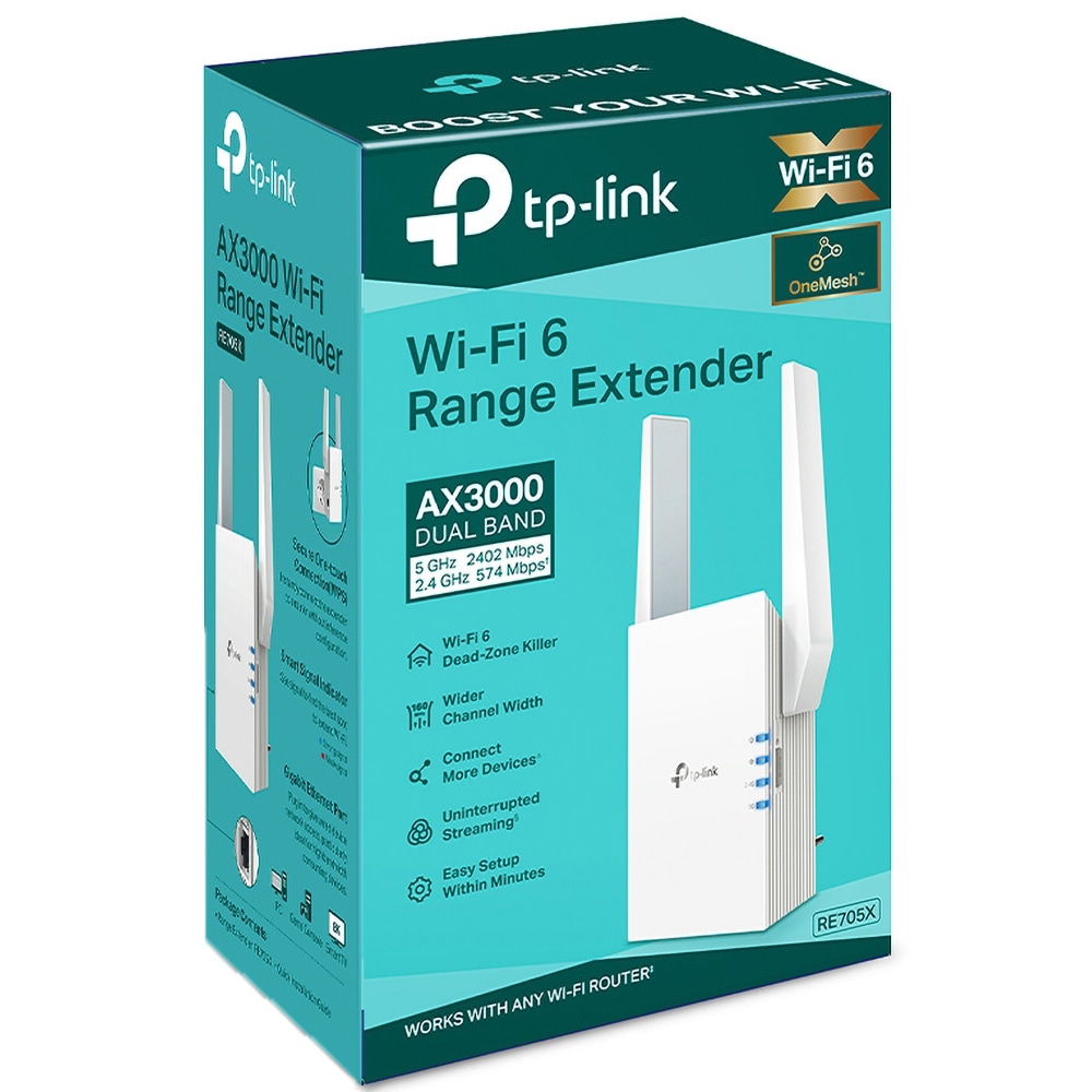 Wireless Range Extender TP-LINK RE705X AX3000, 2402 Mbps, alb
