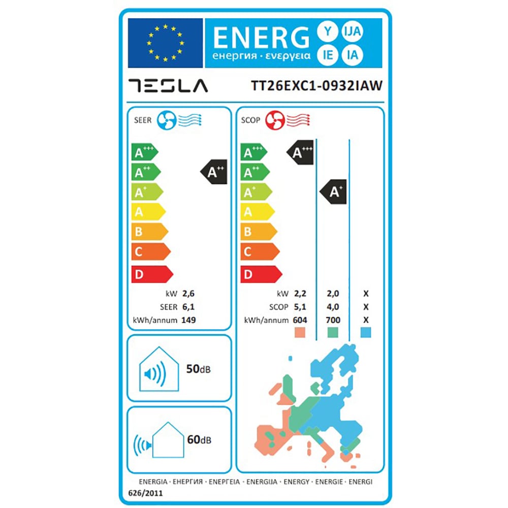 Aer conditionat Ambient TT26EXC1, 9000BTU, A++/A+, Functie Incalzire, Inverter, Wi-Fi, alb