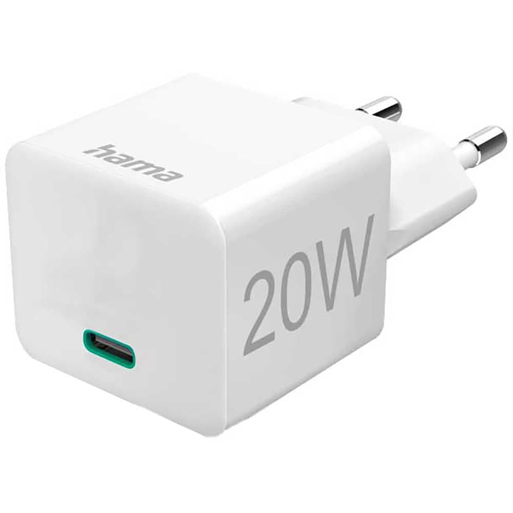 Incarcator retea HAMA 201620, 20W, 1xUSB-C, Power Delivery (PD), cablu Lightning, alb