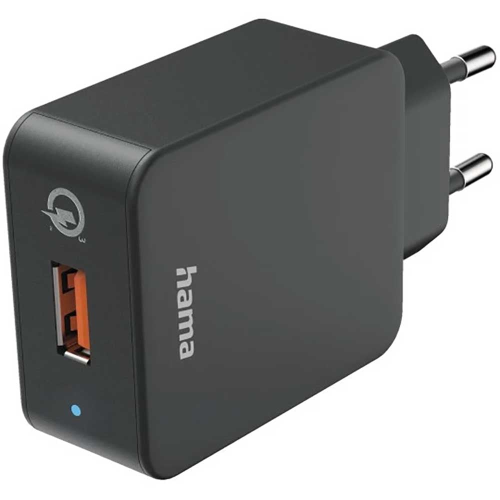 Incarcator retea HAMA 201625, 1xUSB-A, Quick Charge 3.0, 19,5W, Cablu USB-A - USB-C, negru