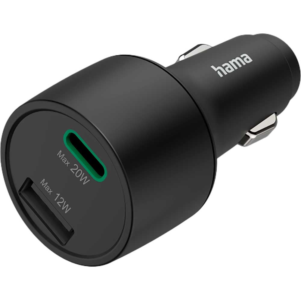 Incarcator auto HAMA 201693, 1xUSB, 1x USB-C, Power Delivery (PD), Quick Charge 3.0 32W, cablu USB-C, negru