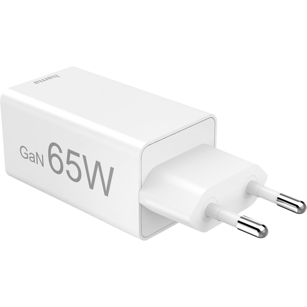 Incarcator retea HAMA 201994, 2x USB-C, Power Delivery (PD), Quick Charge 3.0, GaN, 65W, alb