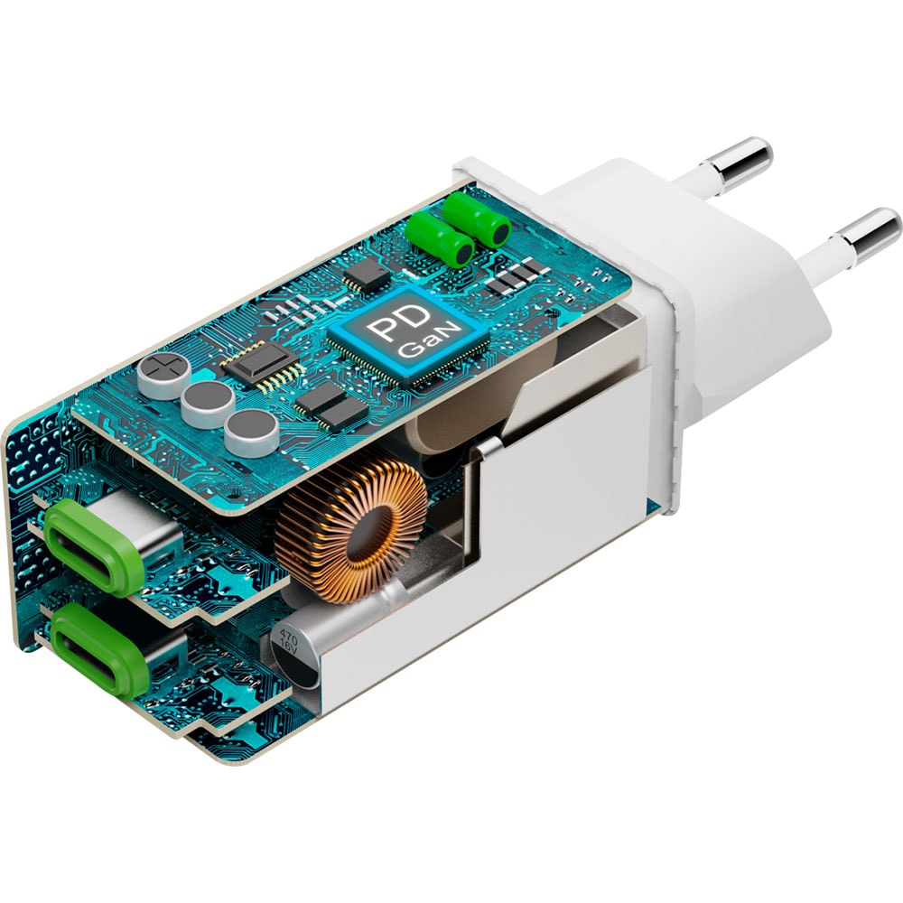 Incarcator retea HAMA 201994, 2x USB-C, Power Delivery (PD), Quick Charge 3.0, GaN, 65W, alb