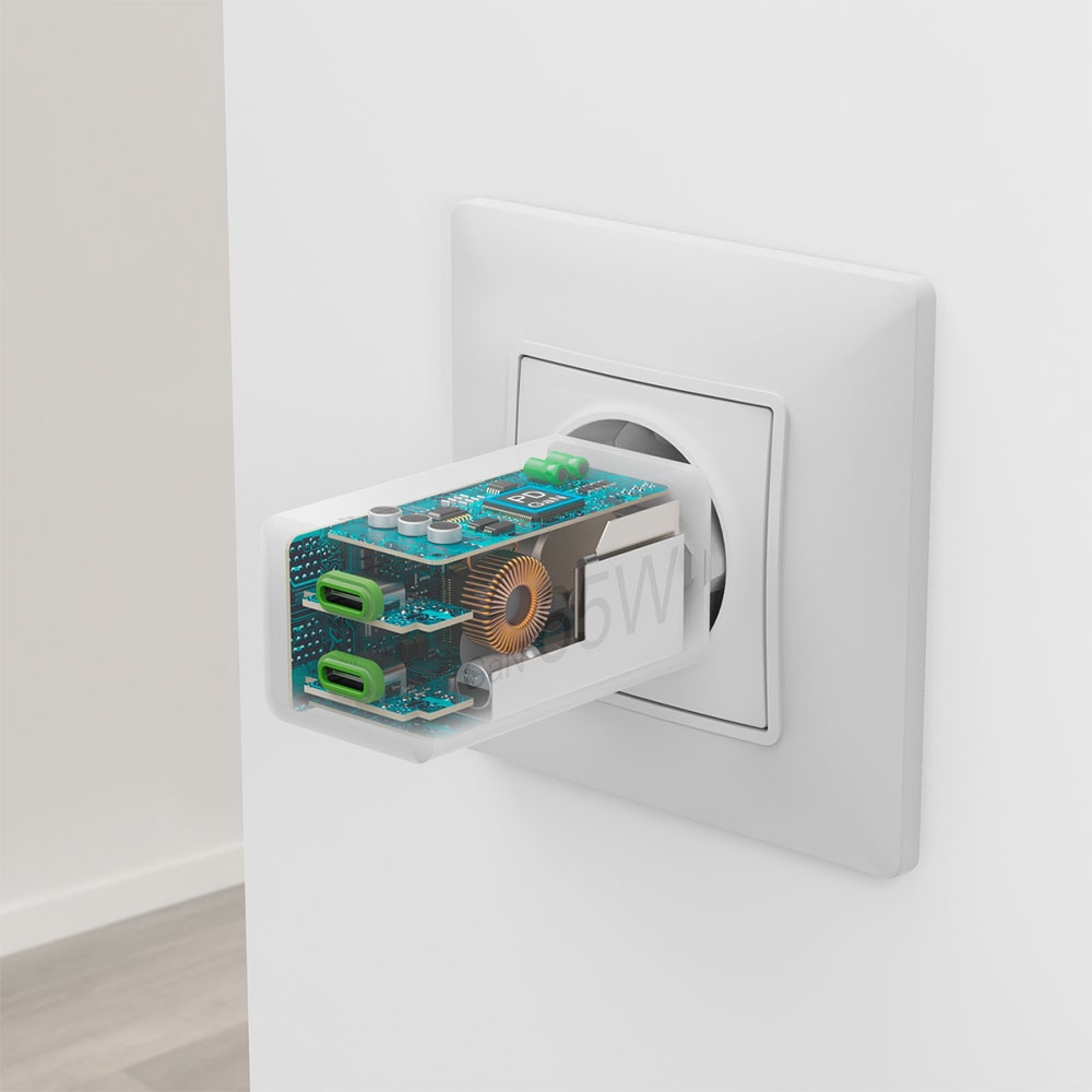 Incarcator retea HAMA 201994, 2x USB-C, Power Delivery (PD), Quick Charge 3.0, GaN, 65W, alb