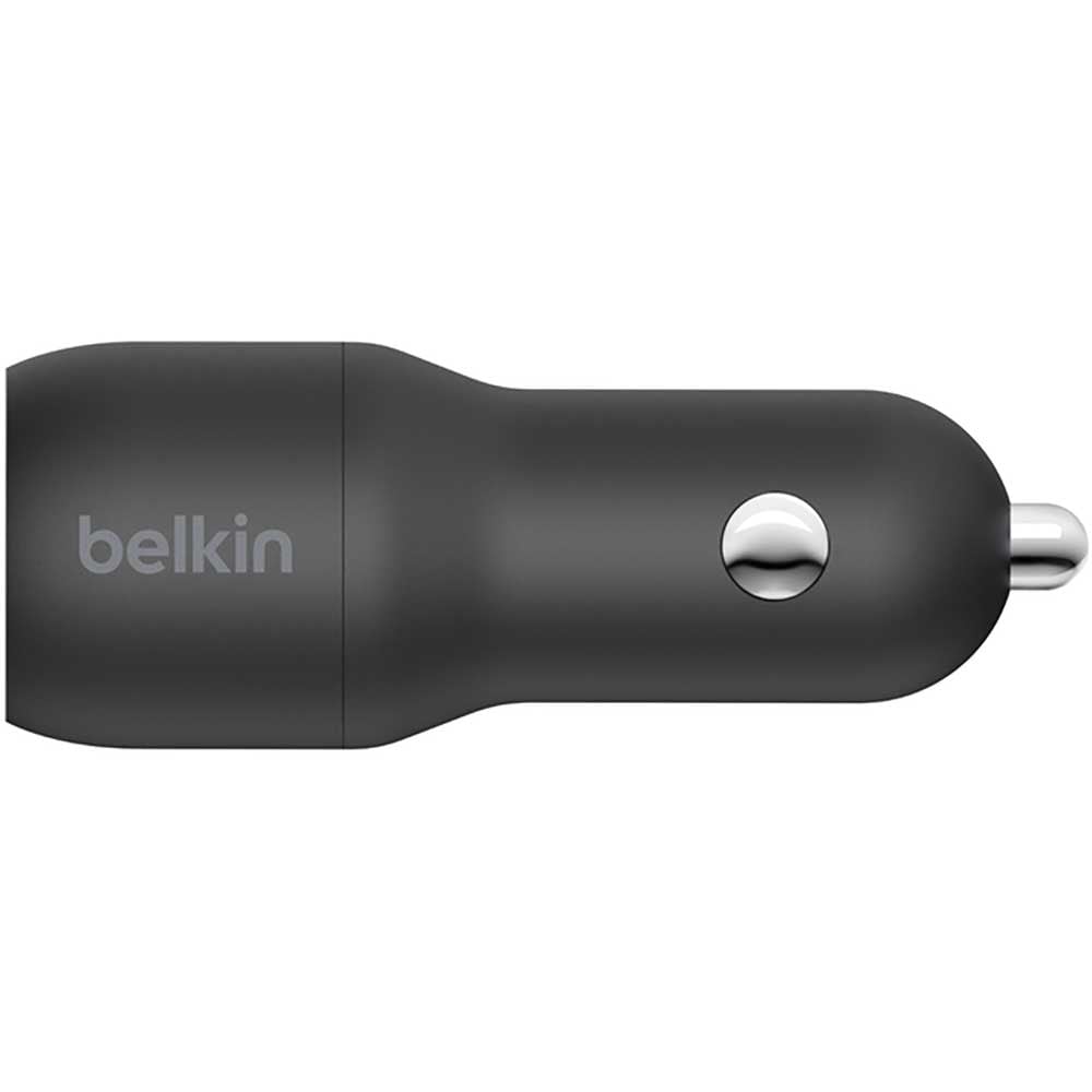 Incarcator auto BELKIN CCD001bt1MBK, 2xUSB-A 24W, Cablu Lightning, negru