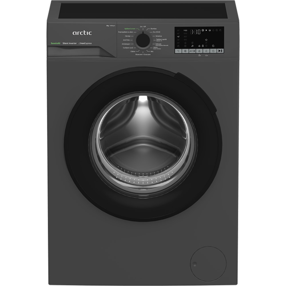 Masina de spalat rufe frontala slim ARCTIC APLM2WFSU28411AS, ExtraSteam, 8 kg, 1400rpm, Clasa A, antracit