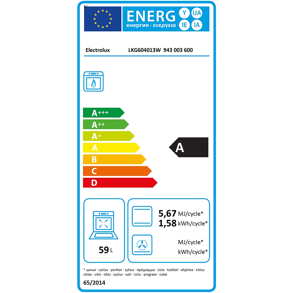 Aragaz ELECTROLUX LKG604013W, 4 arzatoare, Gaz, L 60 cm, Grill, Rotisor, alb