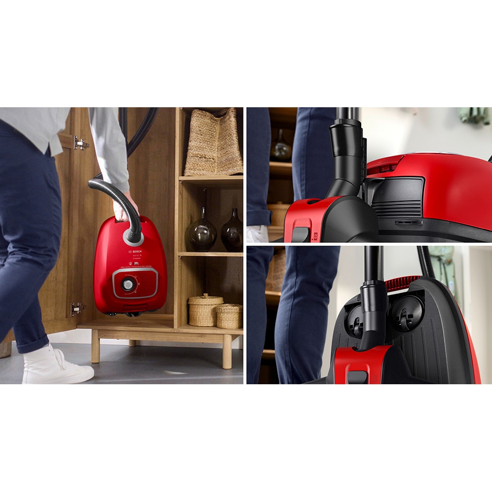 Aspirator cu sac BOSCH ProAnimal Seria 4 BGB41PET1, 4l, 700W, 75dB, rosu-negru