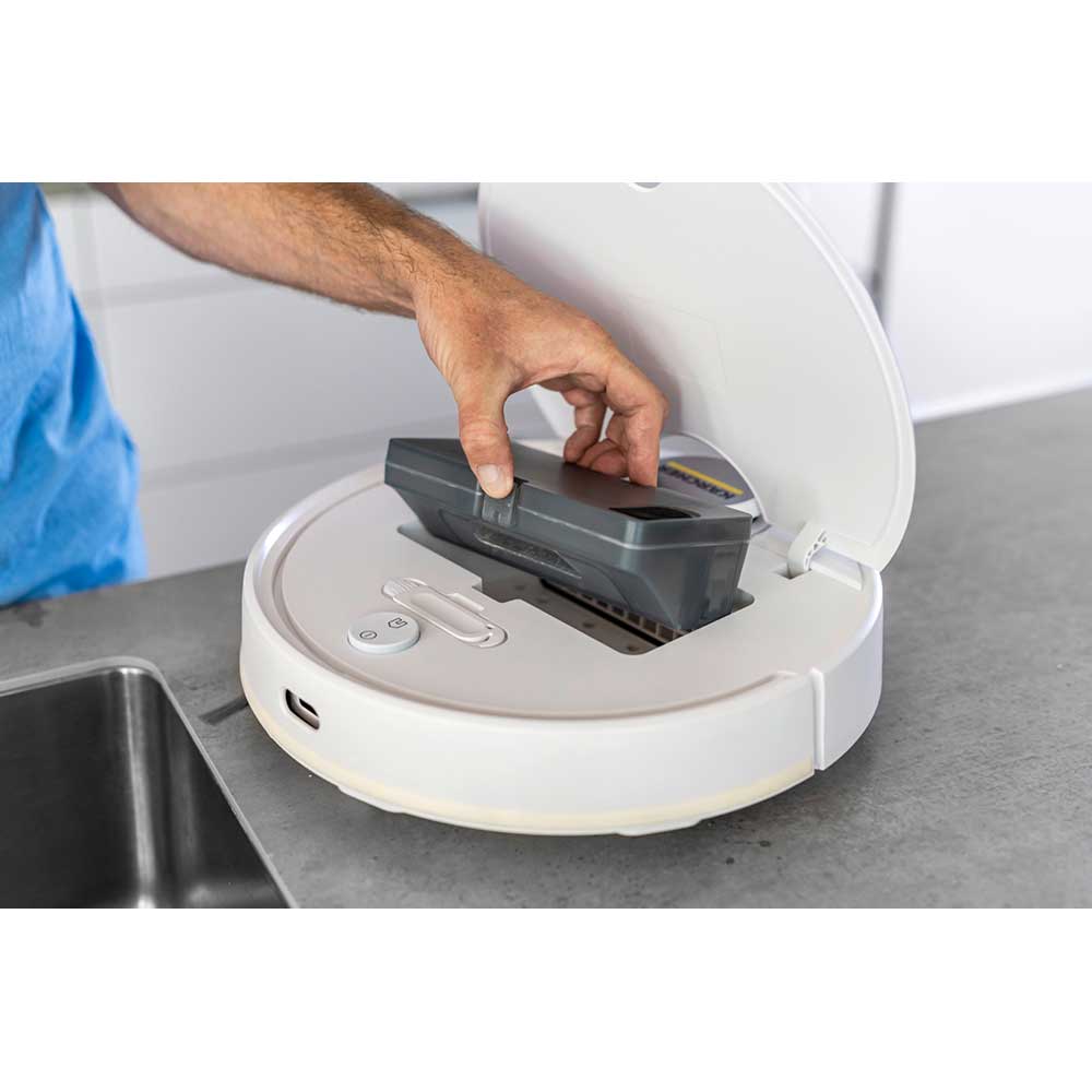 Aspirator robot KARCHER RCV 3, 0.5l, 14.8V, autonomie max 120 min, Wi-Fi, Navigare Lidar, alb-argintiu