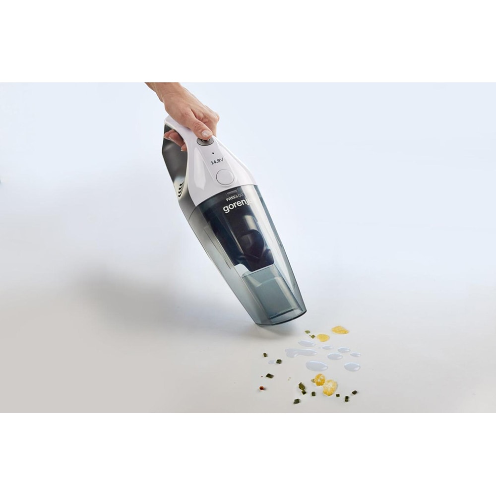 Aspirator de mana GORENJE MVC148FGW, 0.5l, 14.8V, autonomie max 15 min, alb-gri inchis