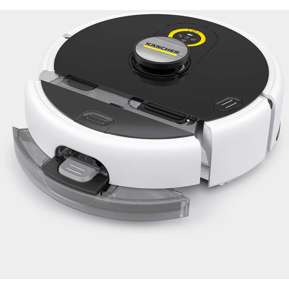 Aspirator robot KARCHER RCF 3, 0.115l, 14.4V, autonomie max 120 min, Navigare Lidar, functie mop, alb-negru