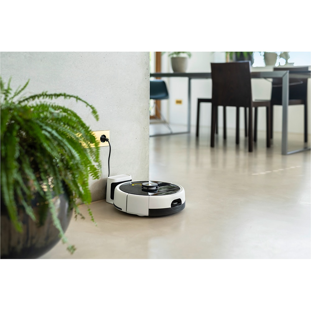 Aspirator robot KARCHER RCF 3, 0.115l, 14.4V, autonomie max 120 min, Navigare Lidar, functie mop, alb-negru