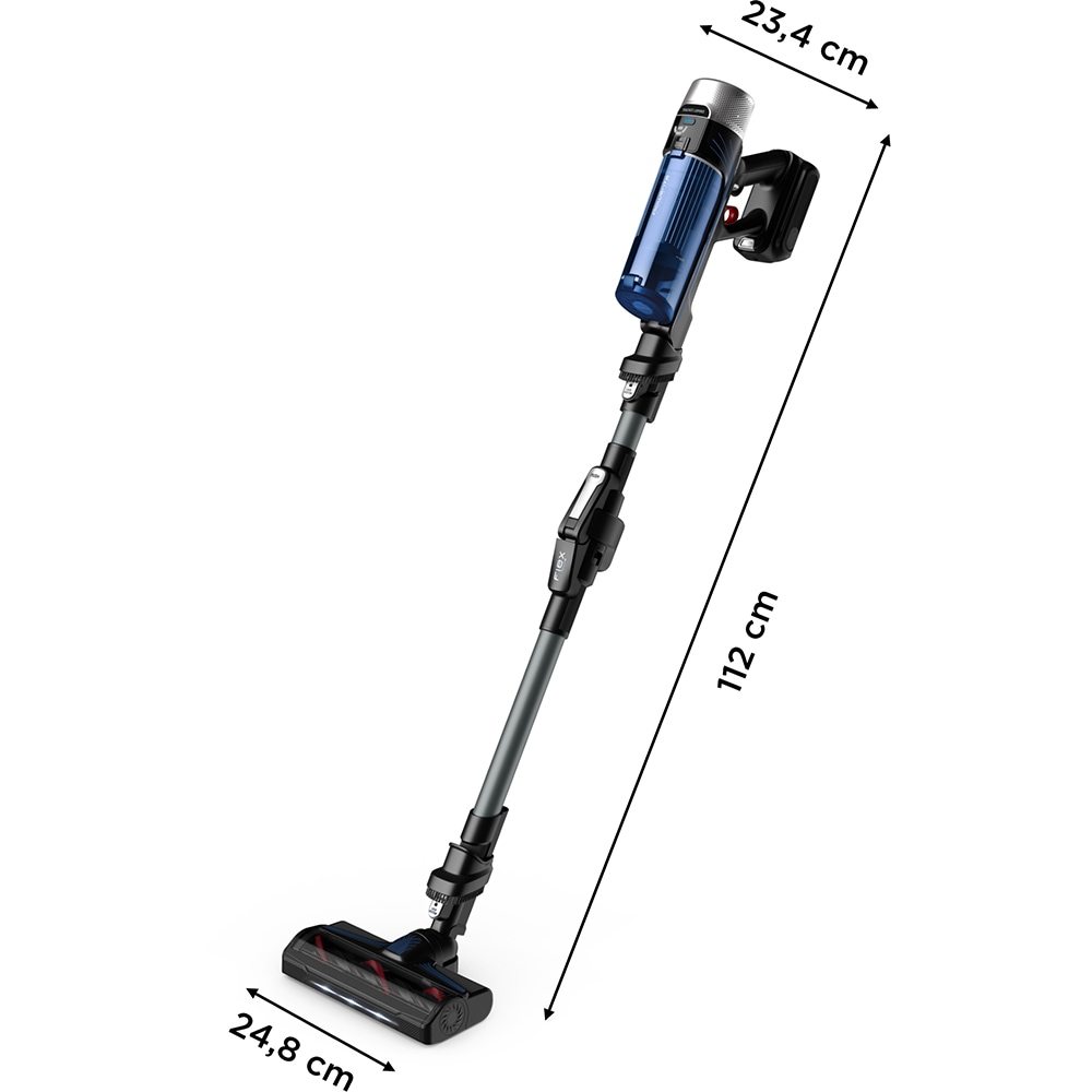 Aspirator vertical ROWENTA X-Force Flex 9.60 Aqua RH20C0WO, 0.4l, 18V, autonomie max 45 min, albastru-argintiu