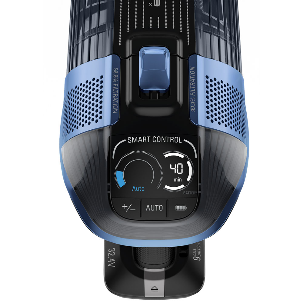 Aspirator vertical ROWENTA X-Force 14.6 Auto Aqua RH99C0WO, 0.9l, 32.4V, autonomie max 70 min, albastru-negru